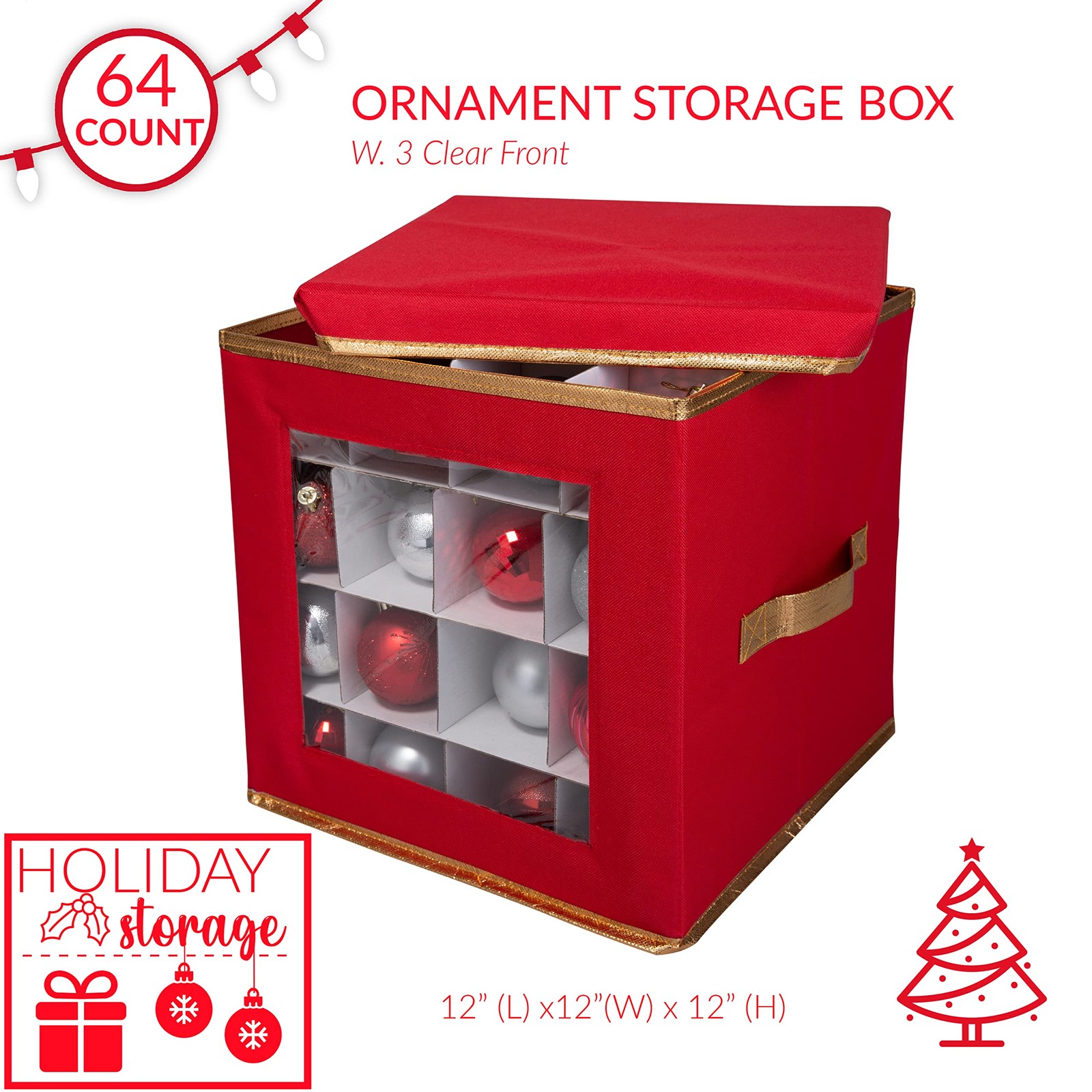 Simplify 64 Count Large Storage Box | Dimensions : 12.01 x 64 Count, Red