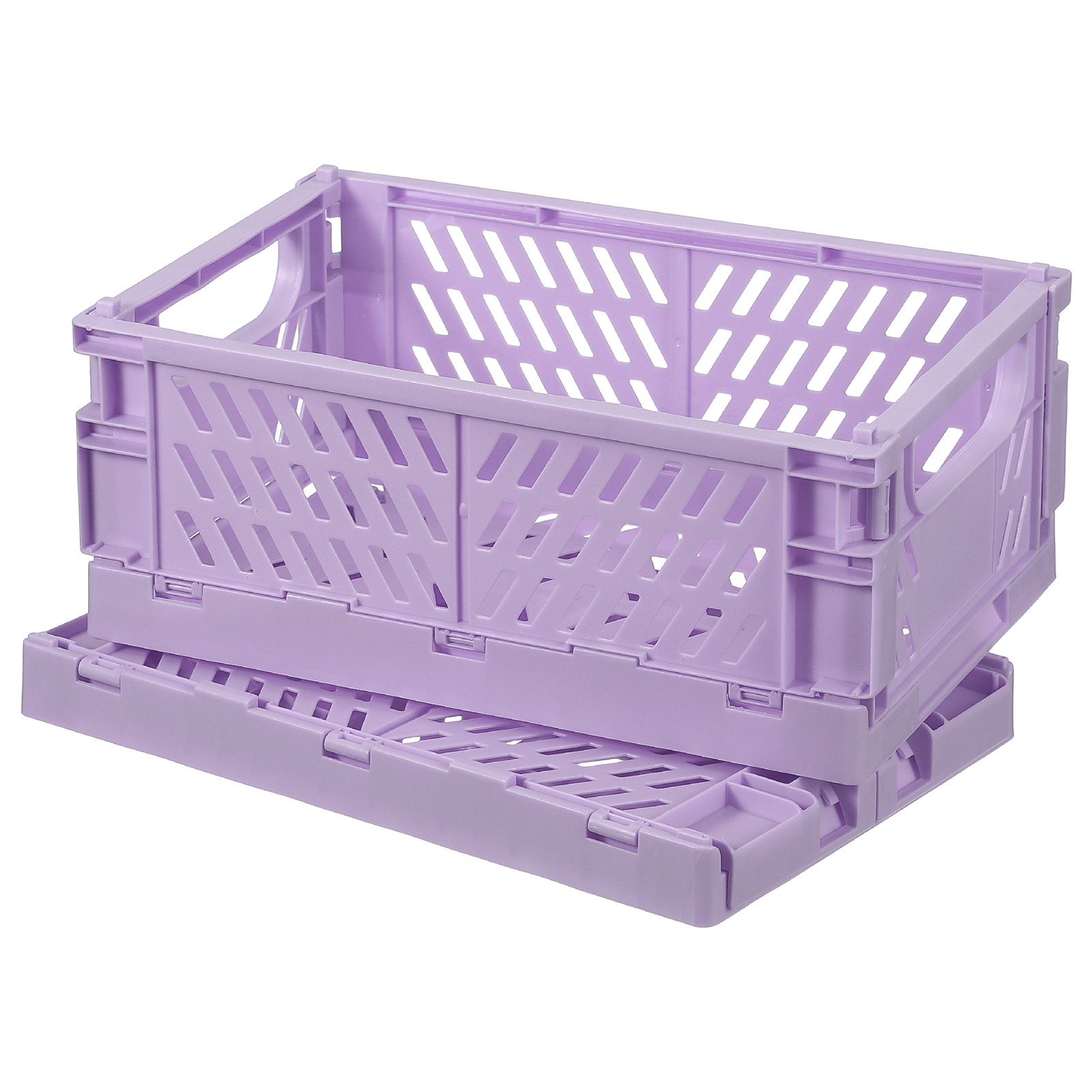 2Pcs Plastic Storage Baskets, Stackable Bins(6 x 3.9 x 2.4&Prime;, Purple)