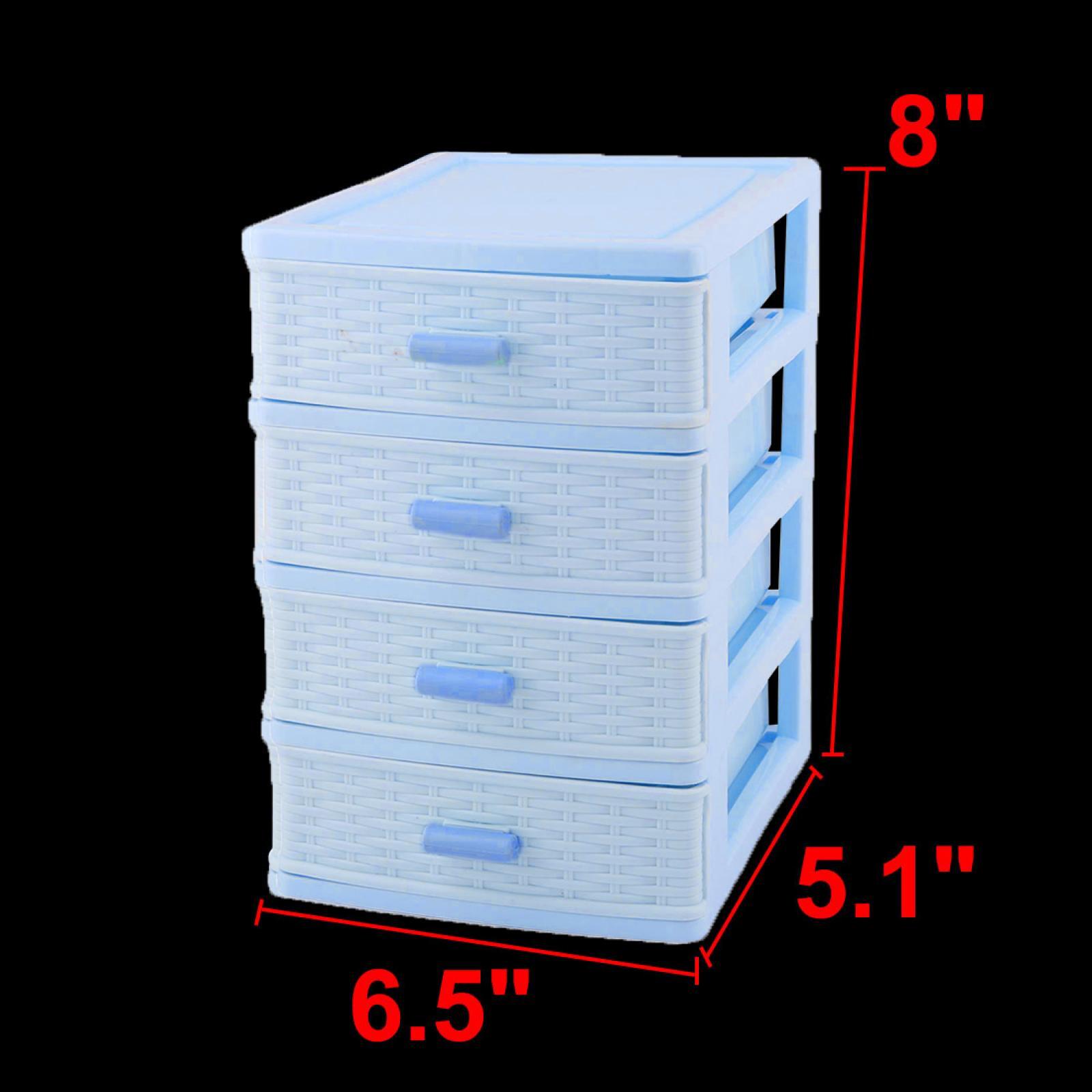 Bedroom Room Plastic 4 Layers Cosmetics Sock Jewelry Storage Box Case Light Blue