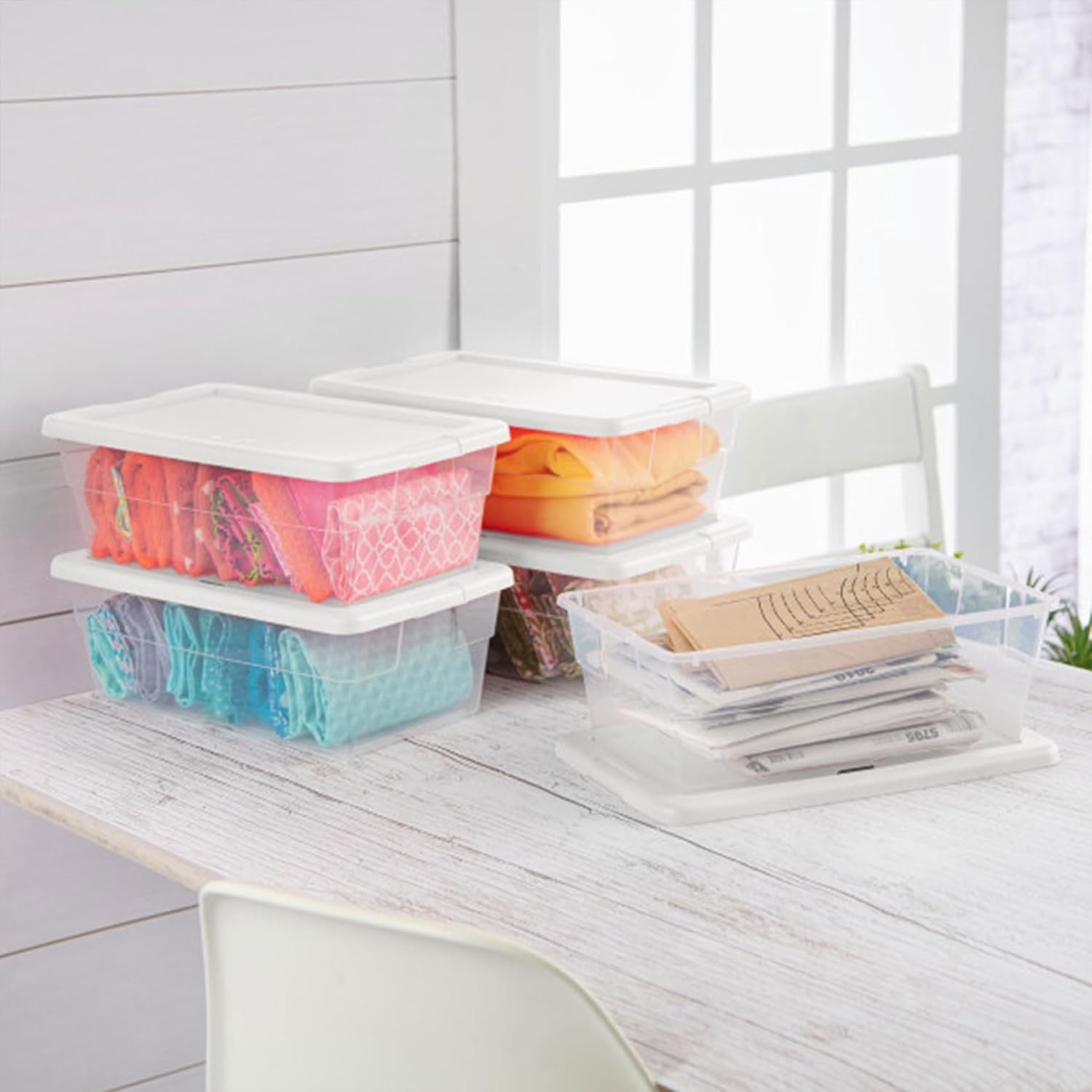 Storage Boxes, Stackable Clear Plastic Bins with Lids