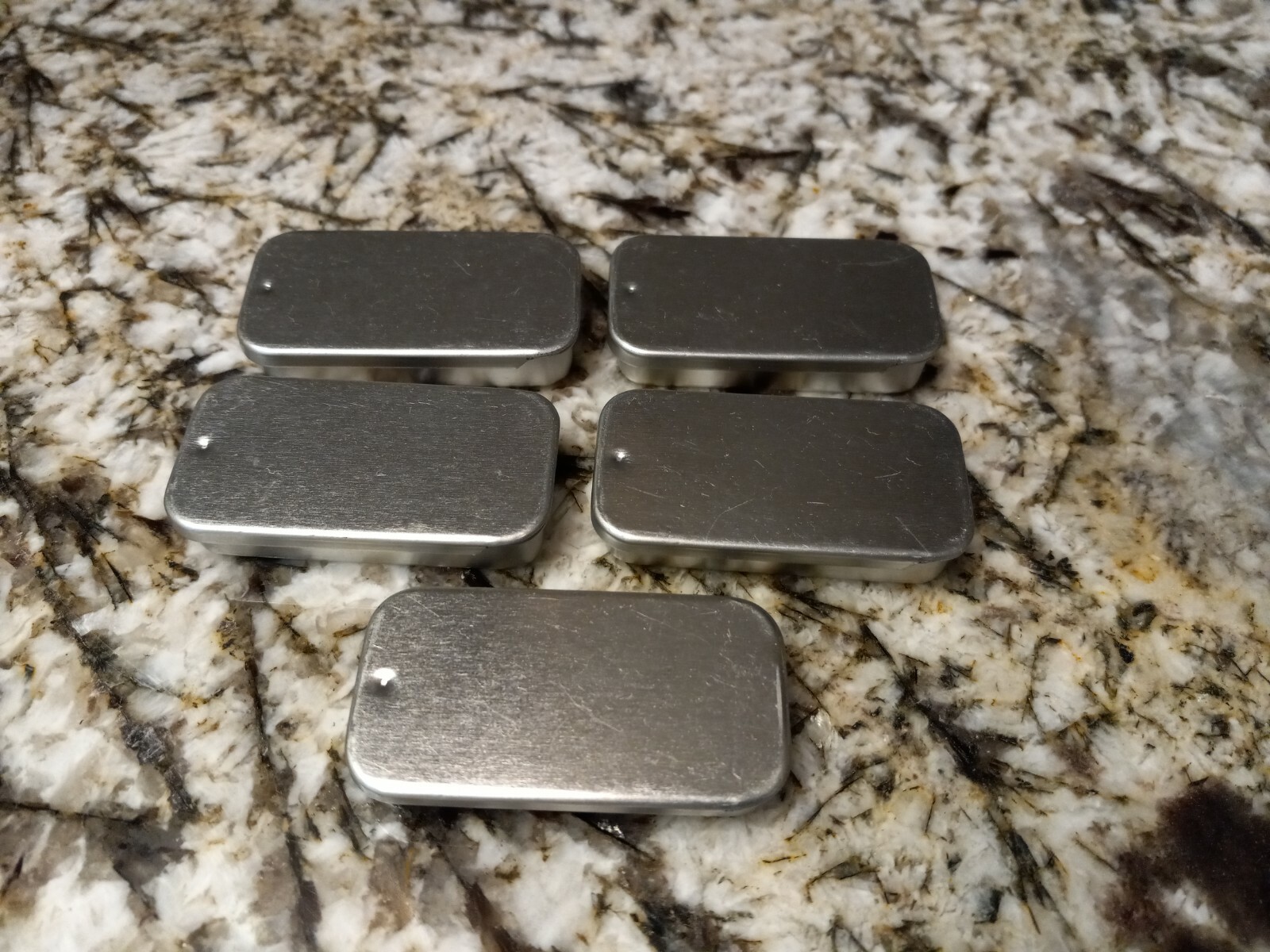 Metal Slide Top Tin Container 5 Pack cosmetics lip balm crafts storage fly tying