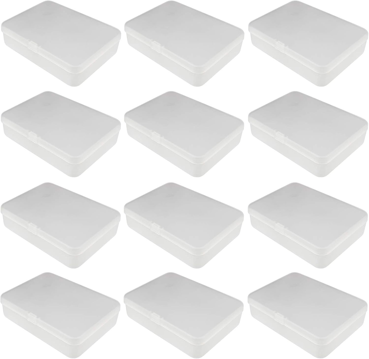 12 Pieces Rectangular Empty Mini Clear Plastic Organizer Storage Box Containers