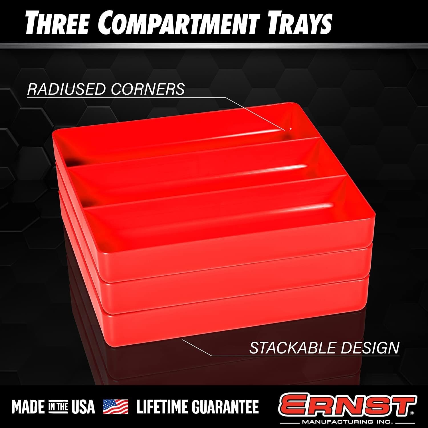 Impact-Resistant 3-Compartment Stackable Tray – Ideal Tool Organizer for Hobbies