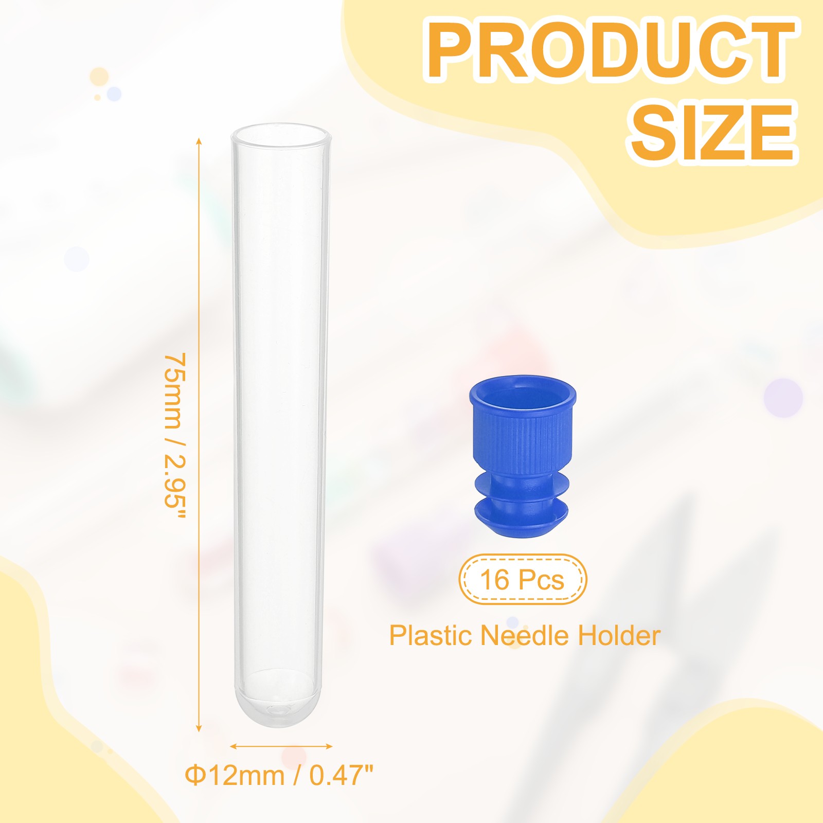 3&Prime; Length Plastic Sewing Needle Storage Holder, 16 Pcs Matte Pin Tube Blue