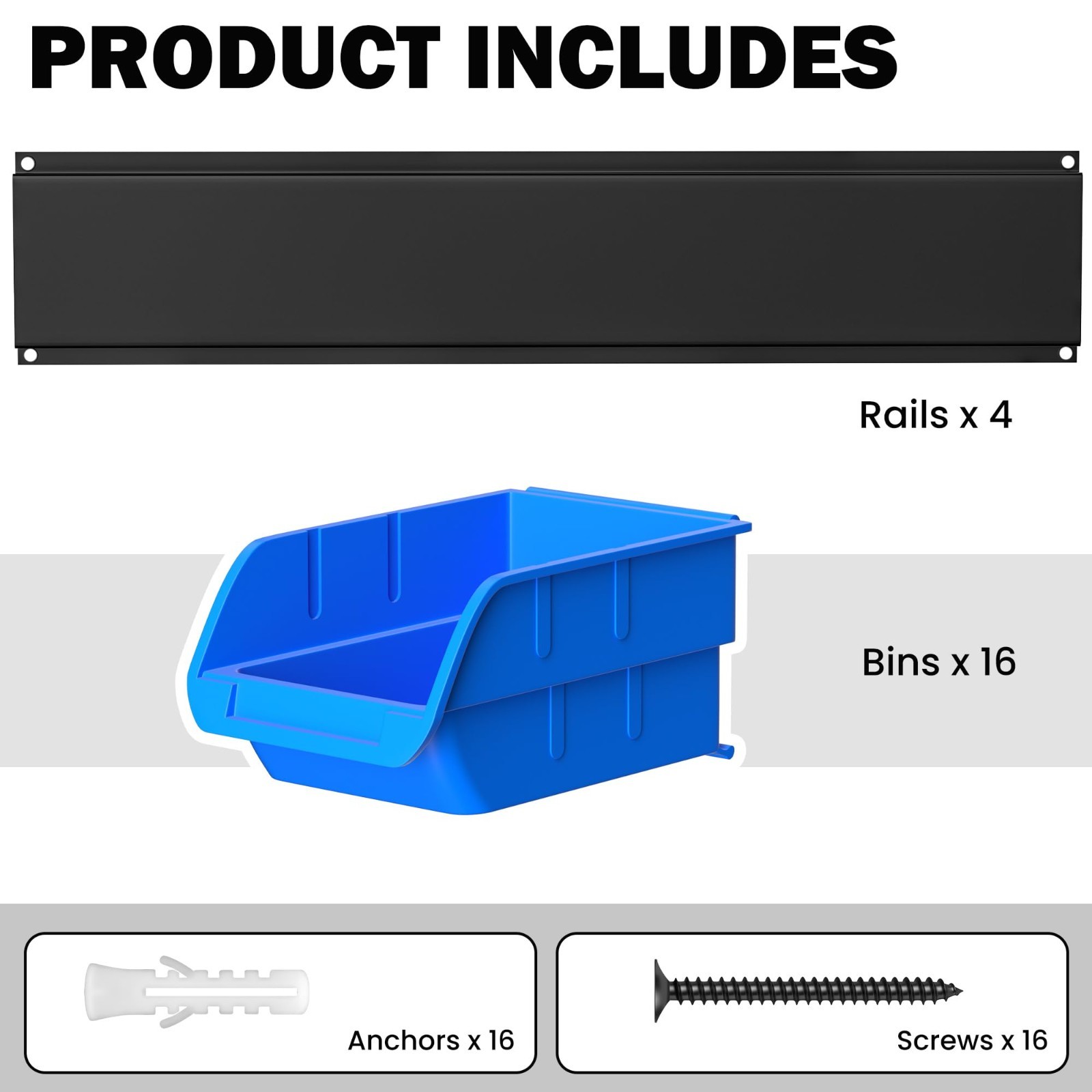 Wall Mounted Plastic Storage Bins – Hanging Organizer for Garage Tools & Hardwar