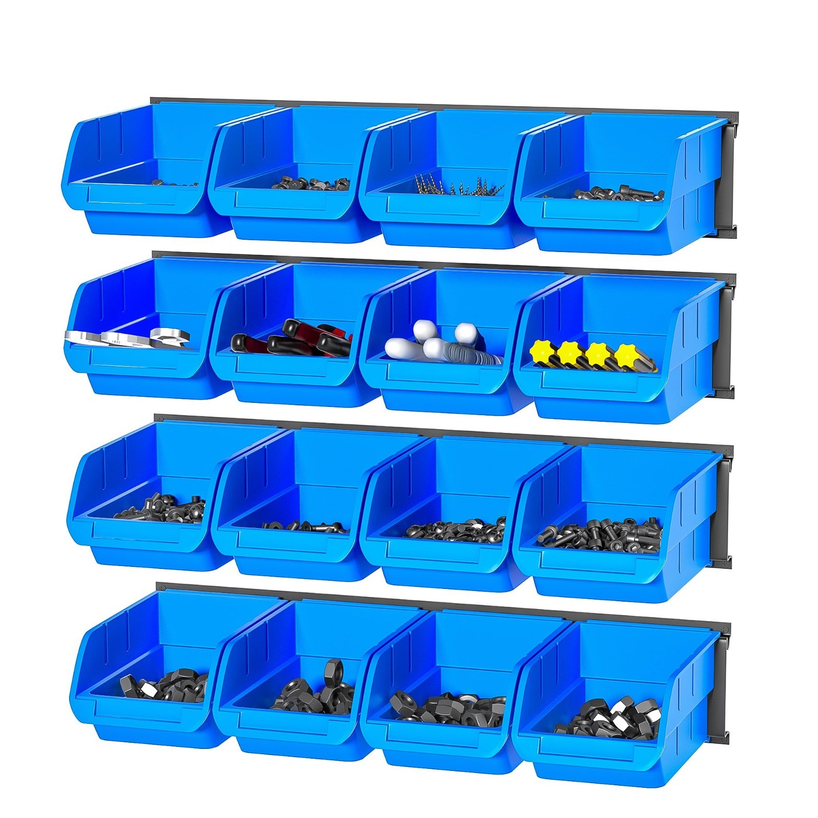 Wall Mounted Plastic Storage Bins – Hanging Organizer for Garage Tools & Hardwar