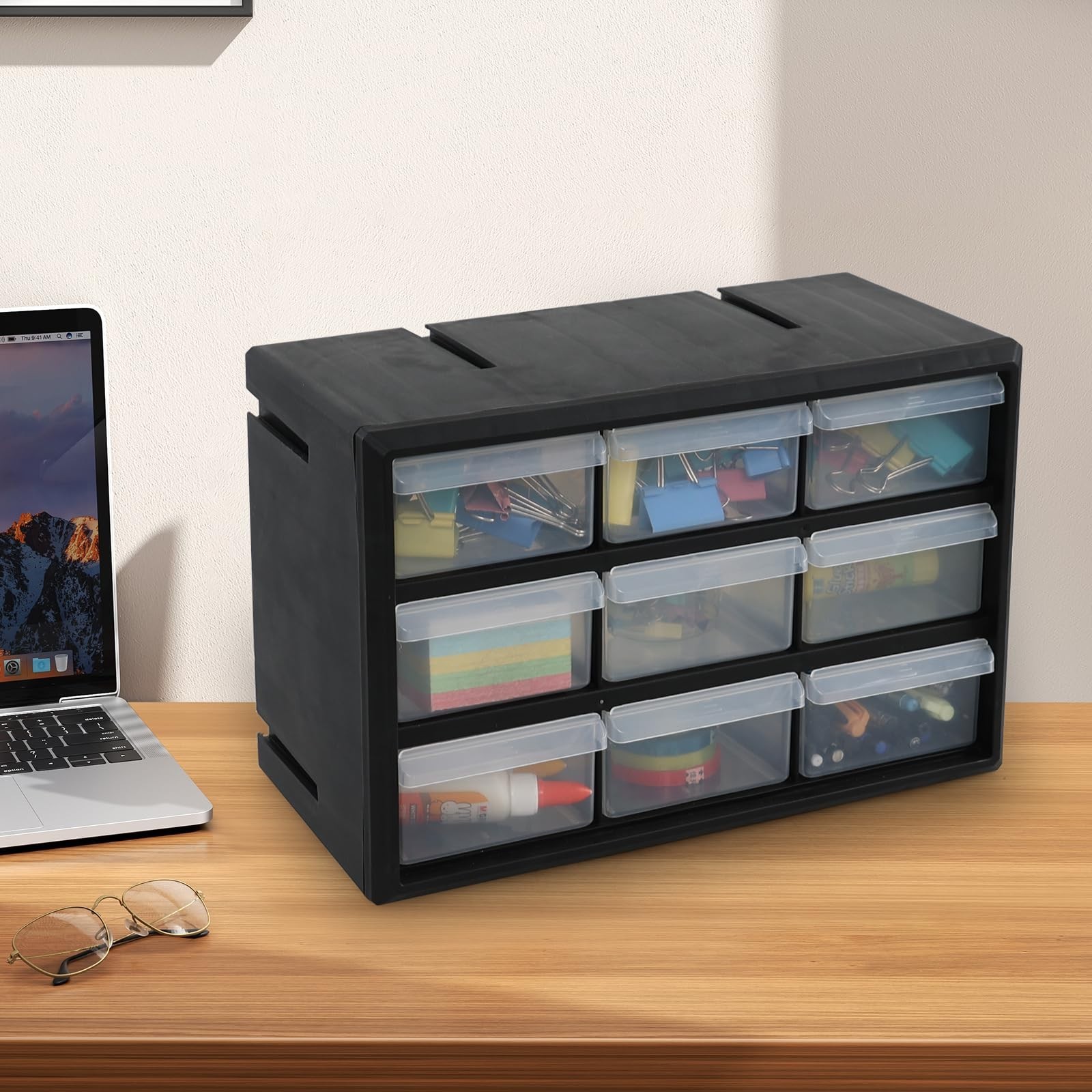 9-Drawer Plastic Storage Cabinet – Wall Mountable Organizer for Crafts & Hardwar