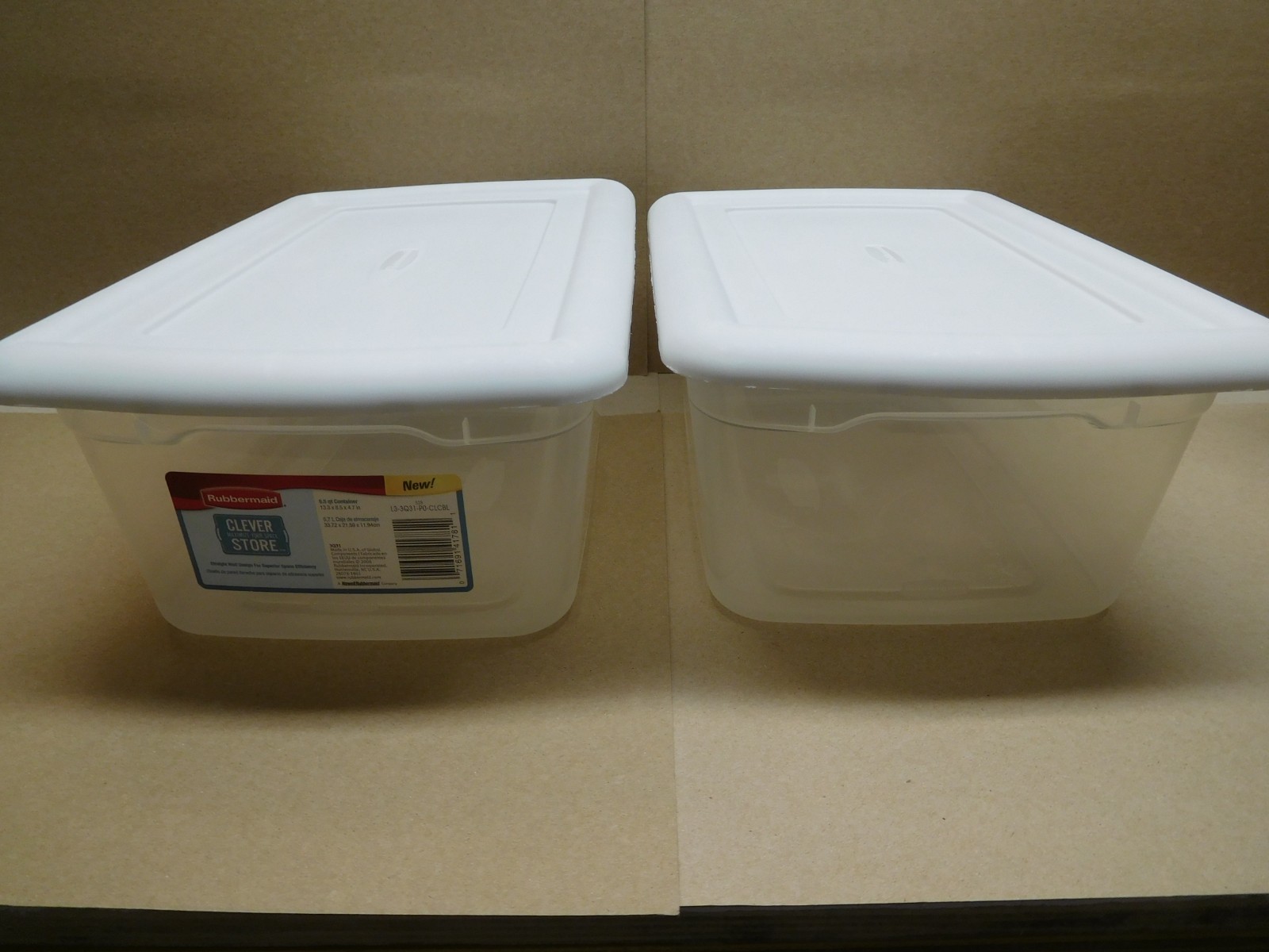 (Lot of 2) Rubbermaid Clever Store 6.5 Qt Rectangular Storage Containers — 2008
