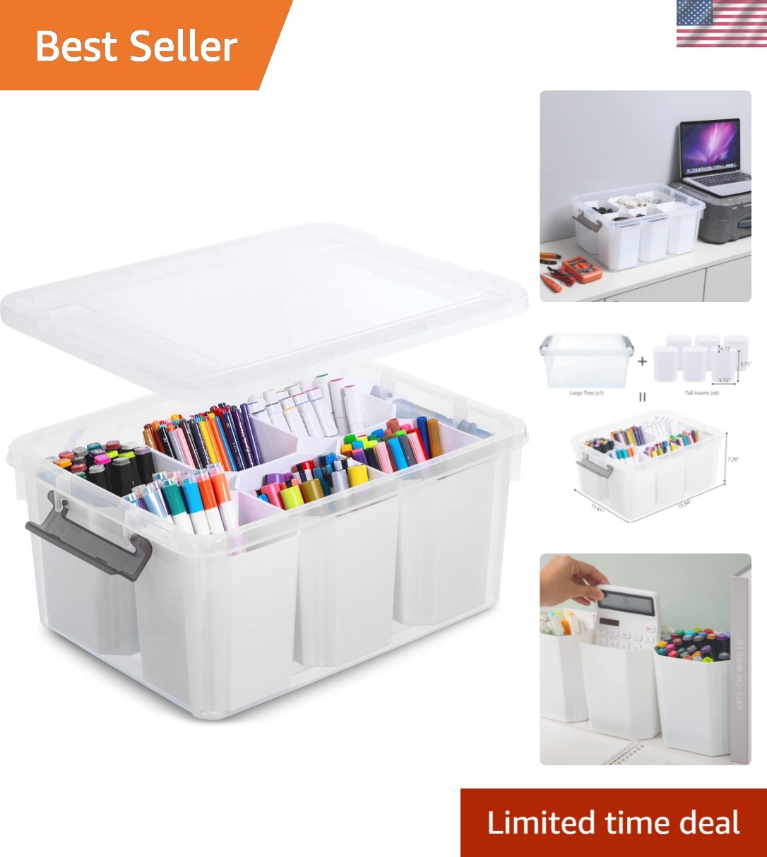 17 QT Plastic Storage Bins Clear Storage Box with Lids Multipurpose Stackable…