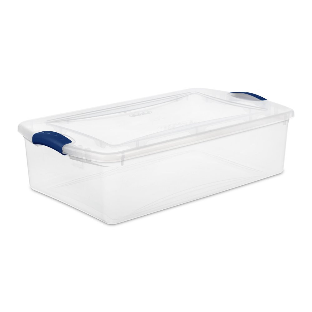 Clear Plastic Latch Box Plastic Under bed Multipurpose Storage Box 32 Qt