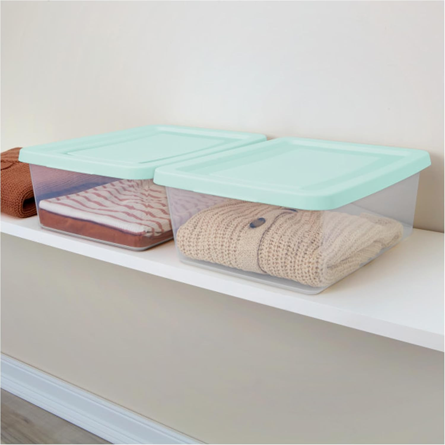Mindful Mint 12 Pack Clear Stackable Storage Boxes with Snap Lids, 12 Quart