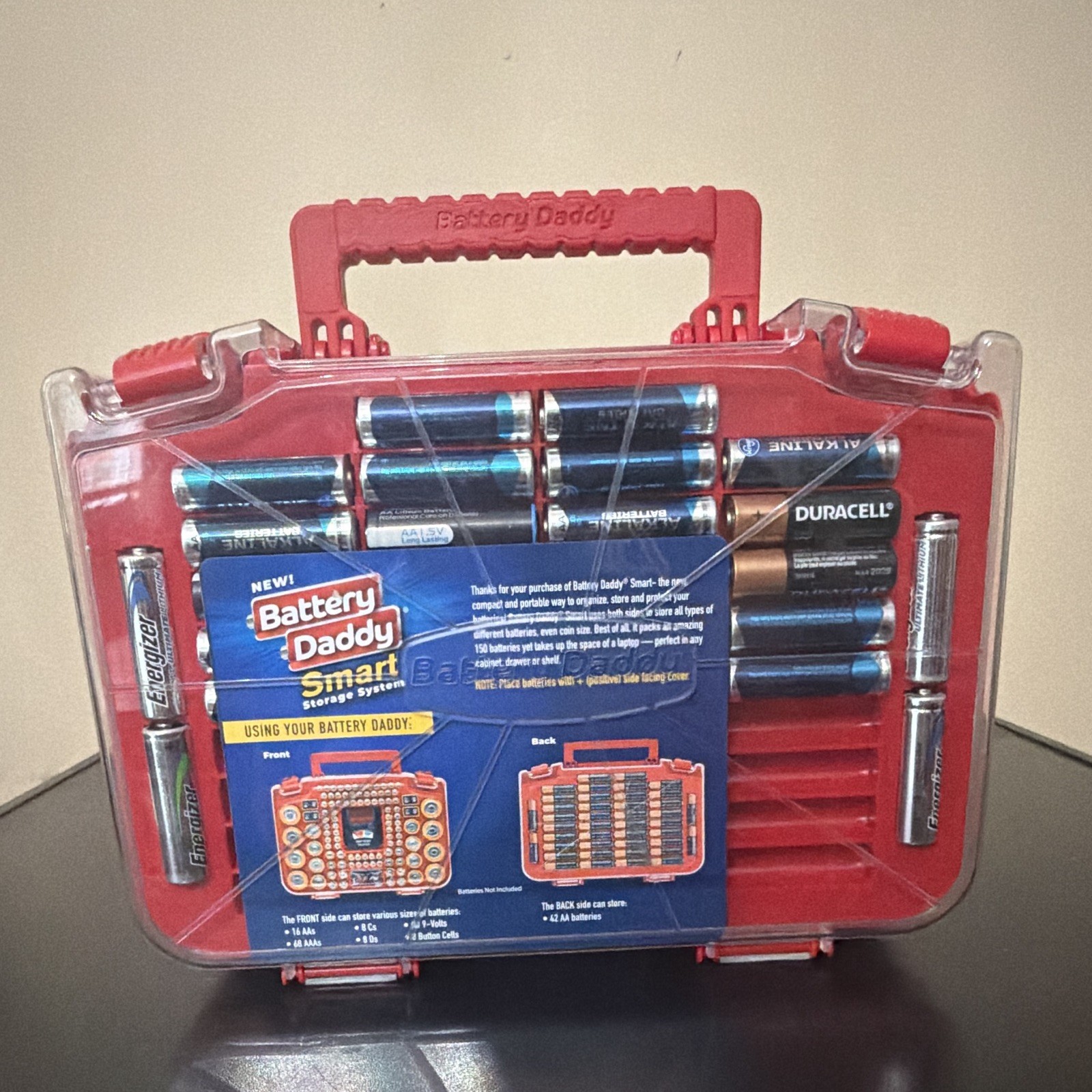 Battery Daddy Smart Battery Storage Box Organizer Case + FREE BATTERIES