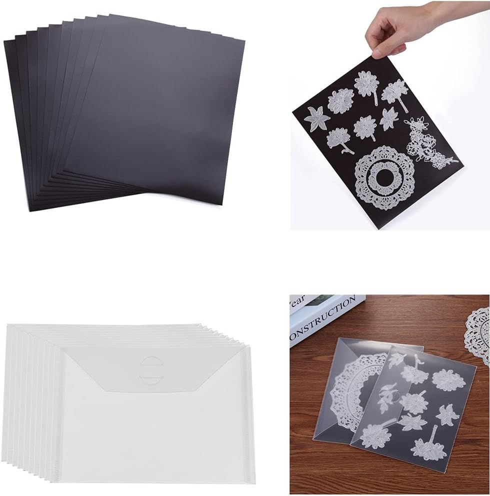 10 Pack Sturdy Clear Plastic Envelope Storage Pockets & 10Pack Rubber Soft Magne