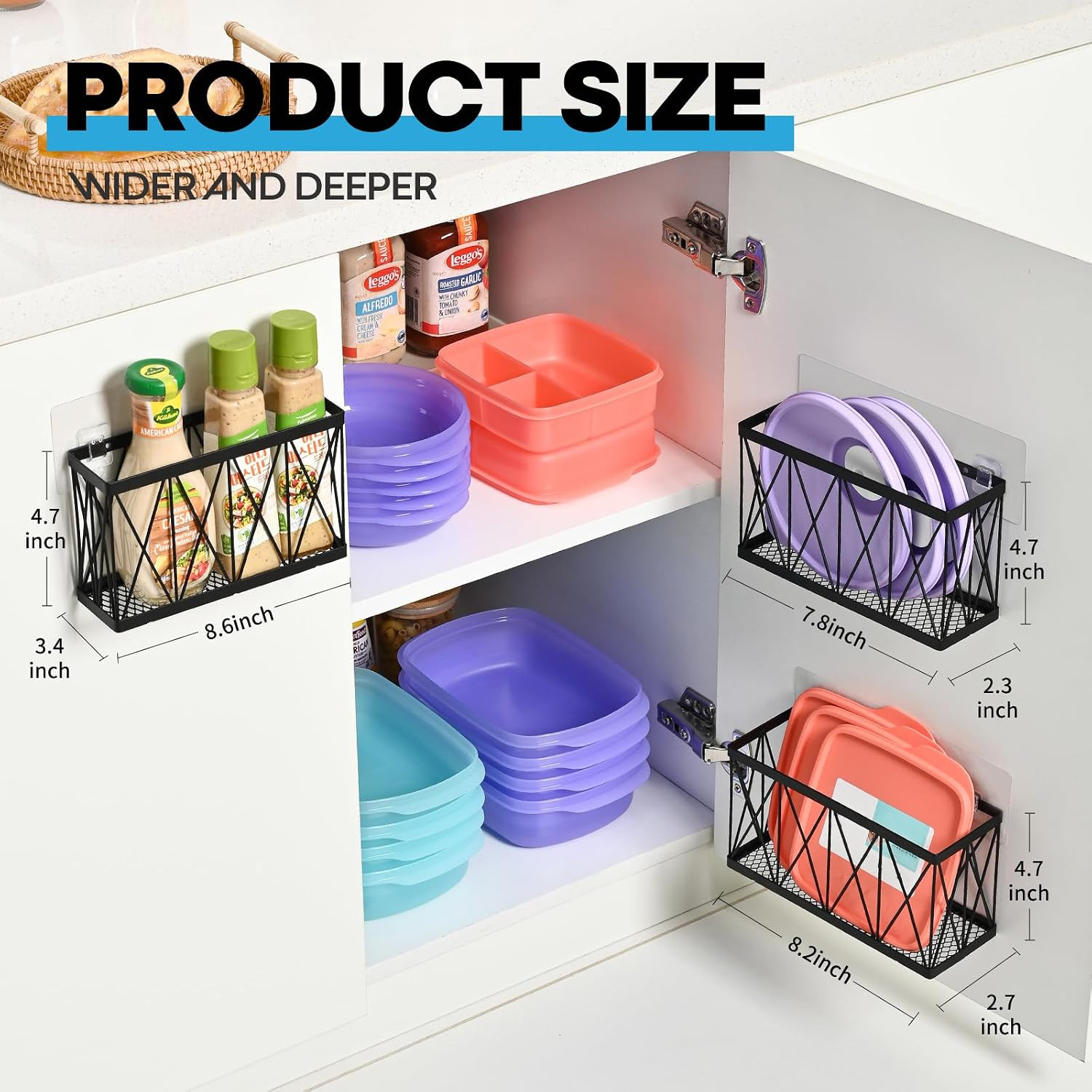 3 Pack Cabinet Organizer – Adhesive Lid Organizer Slim Space Wall Mounted inside