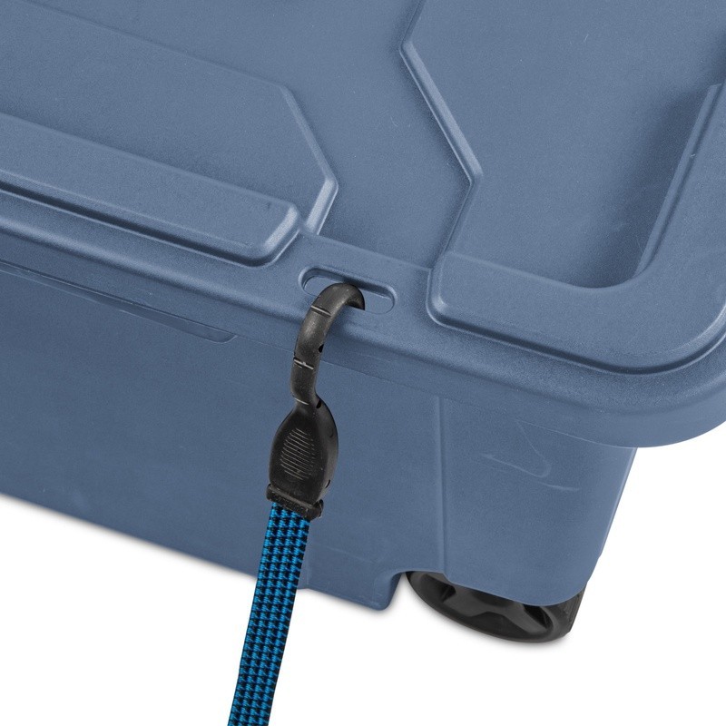 40 Gallon Wheeled Industrial Tote Rugged Plastic Storage Bin Latch Lid 2 Count