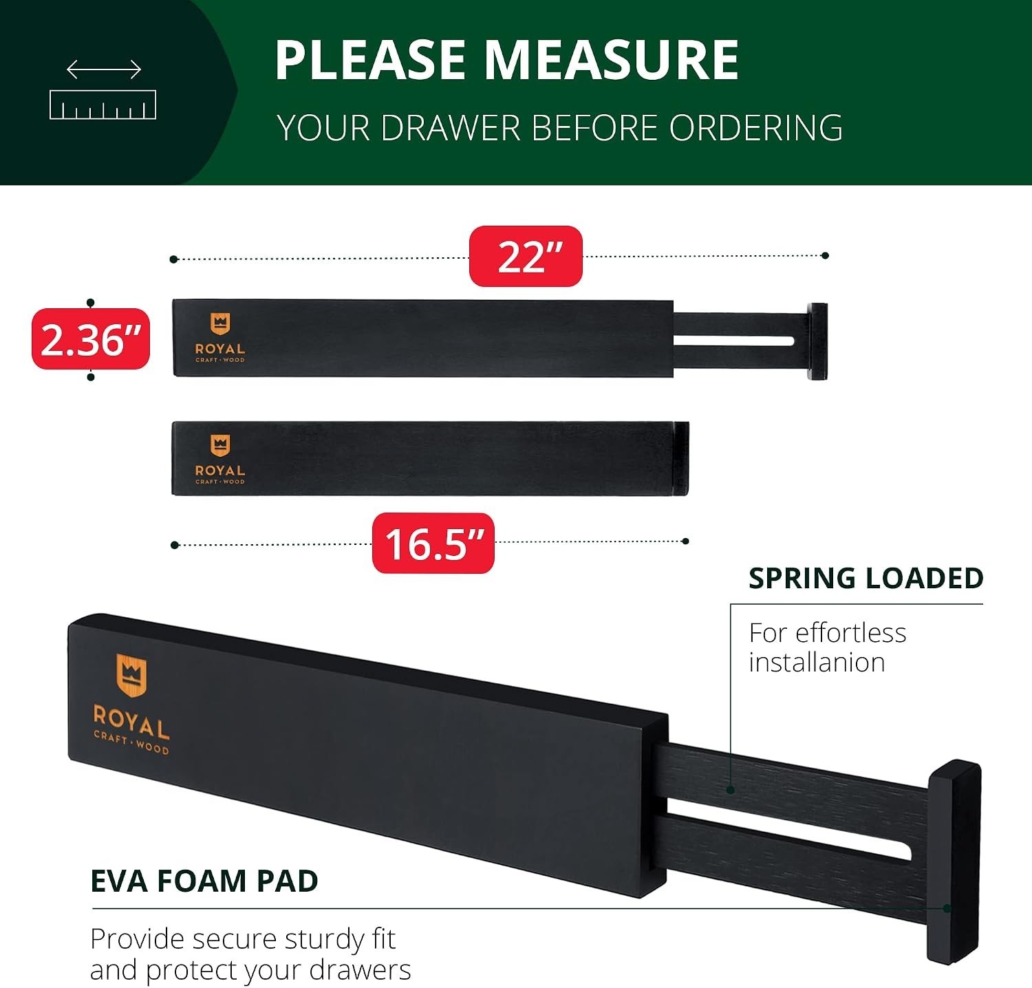 Adjustable Drawer Separator Organizers, 17-22 Inches
