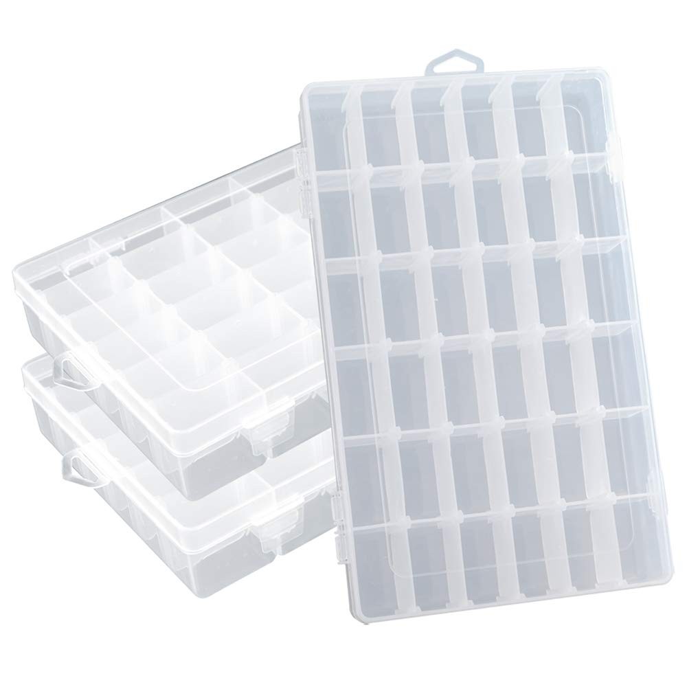 Plastic Organizer Container Box 36 Compartments Jewelry Storage Box with Adju…