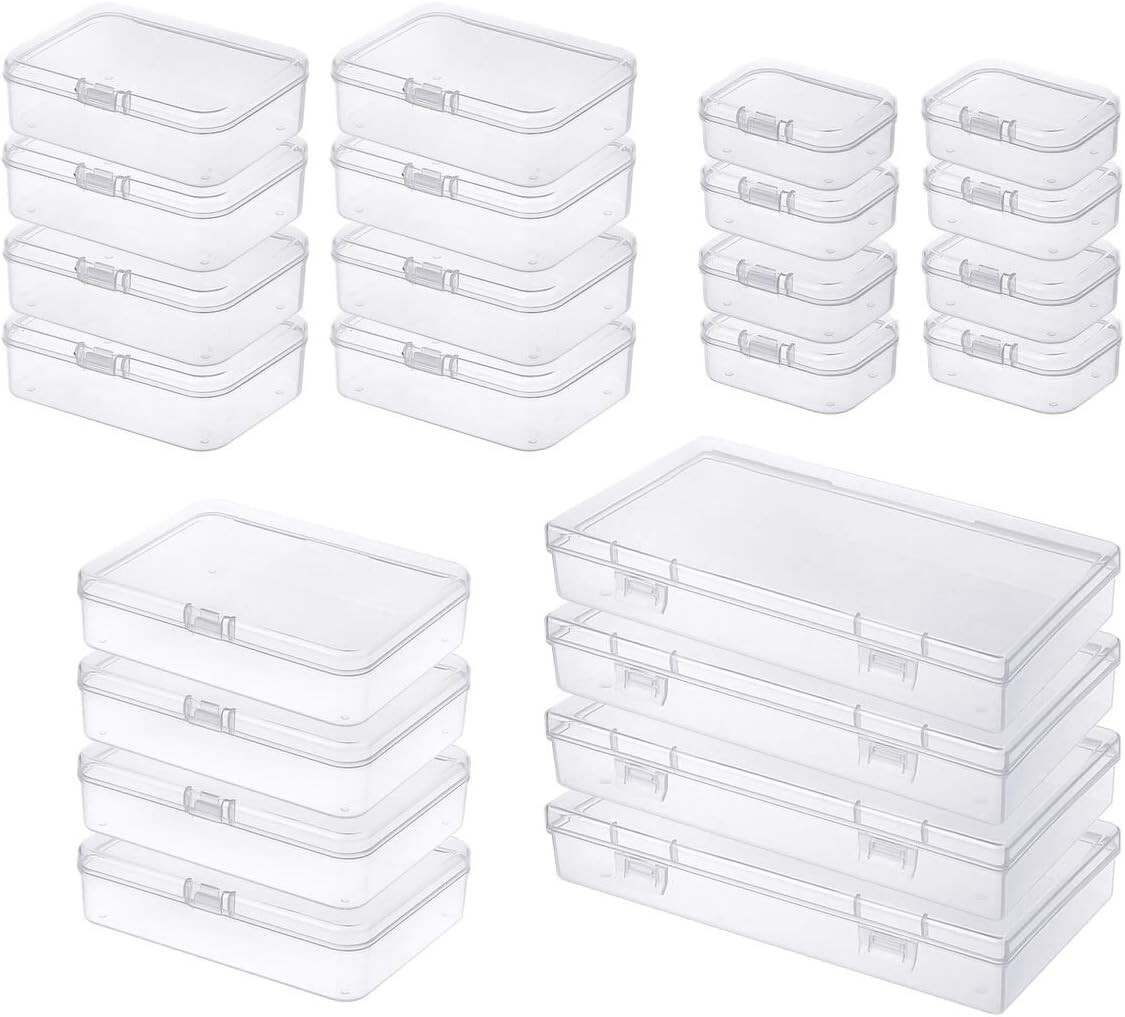 Assorted Sizes Mini Clear Storage Containers – 24 Lockable and Water Resistant
