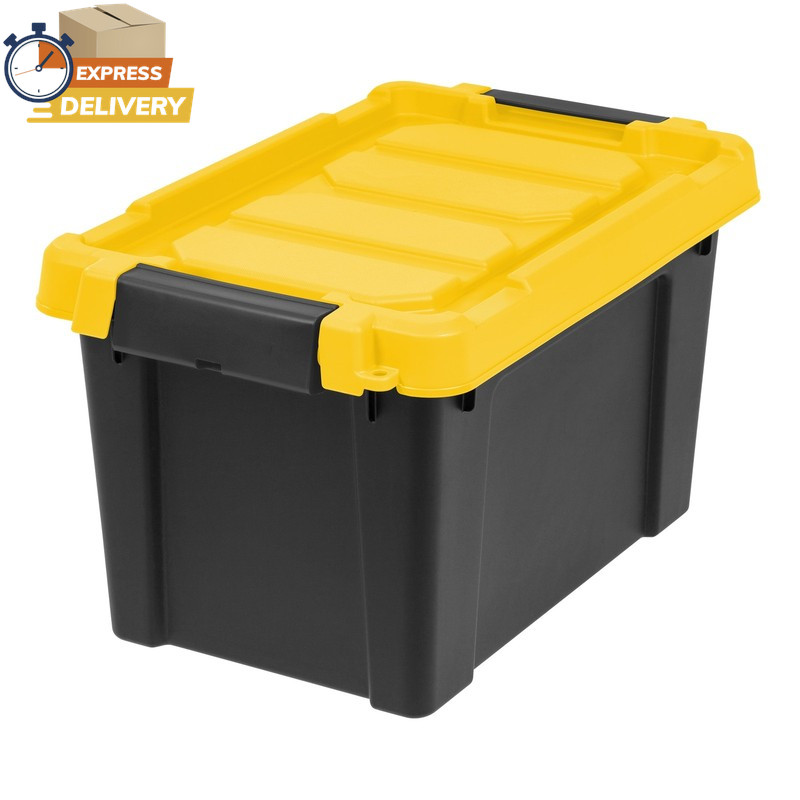 IRIS 5 Gallon Black Plastic Latching Storage Bin with Lid Tote, 4-Pack 👌 ✅