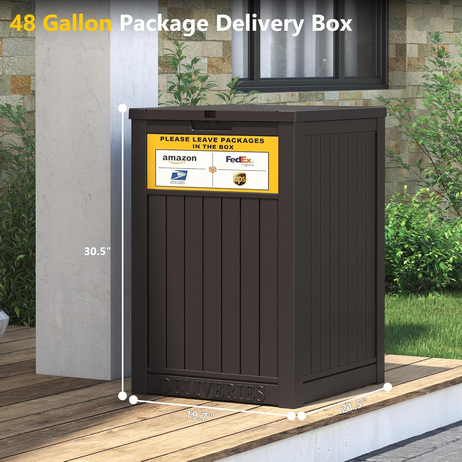 LHBGO Package Delivery Box for Outside, with Delivery Sign 48 Gallon Storage wit