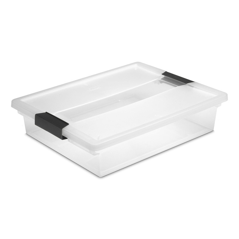 Clear Stackable Storage Bin W/ Latching Lid Organizing Box Home Office New