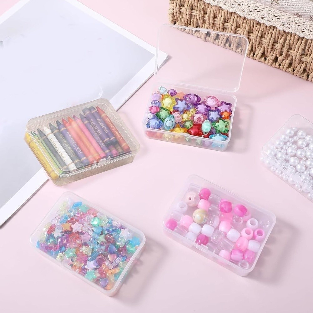 Clear Storage Boxes 24 Pack with Lids for Crayon and Small Item Organization