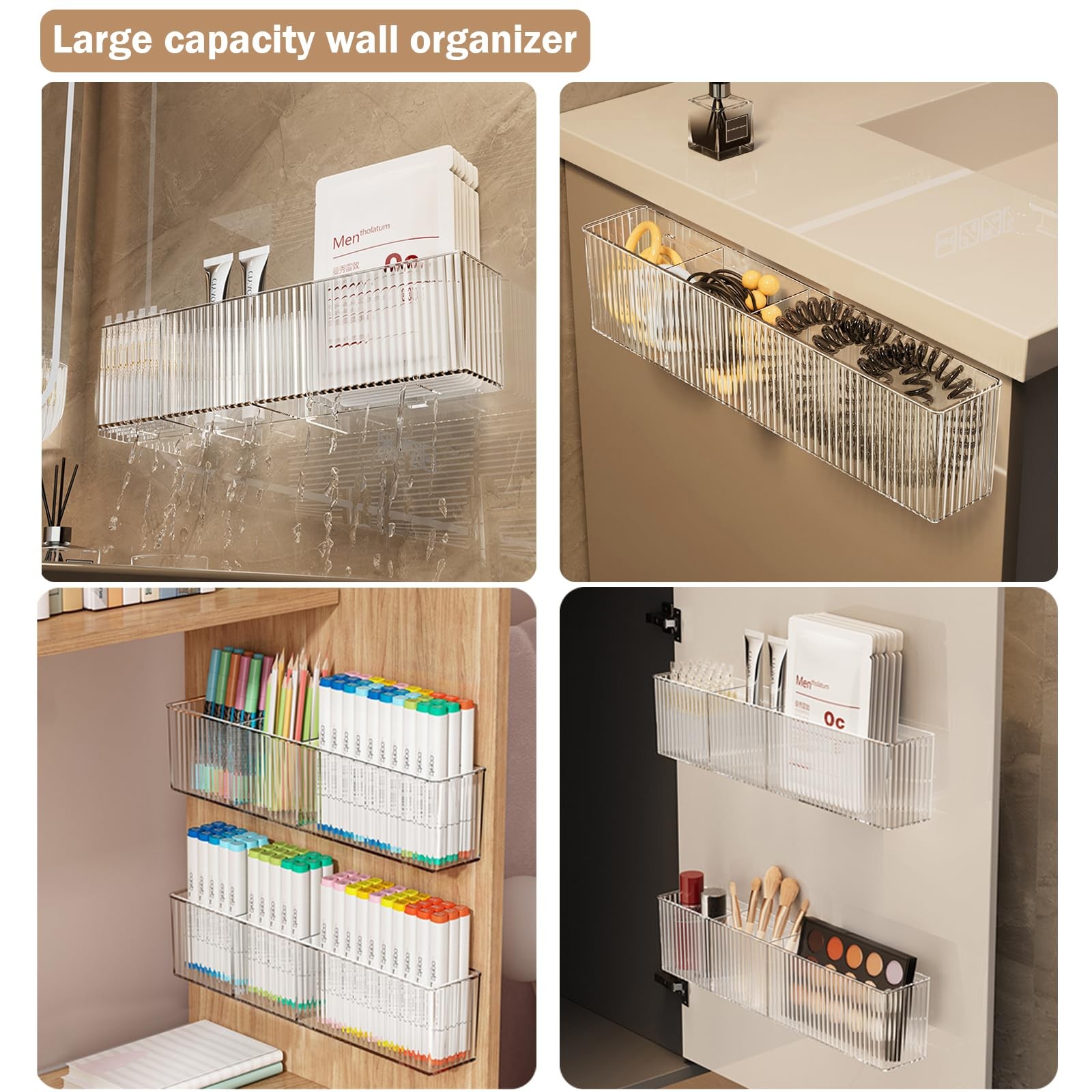 2 Pack Wall Mount Marker Organizer,Art Caddy Floating Makeup Organizer,Clear …