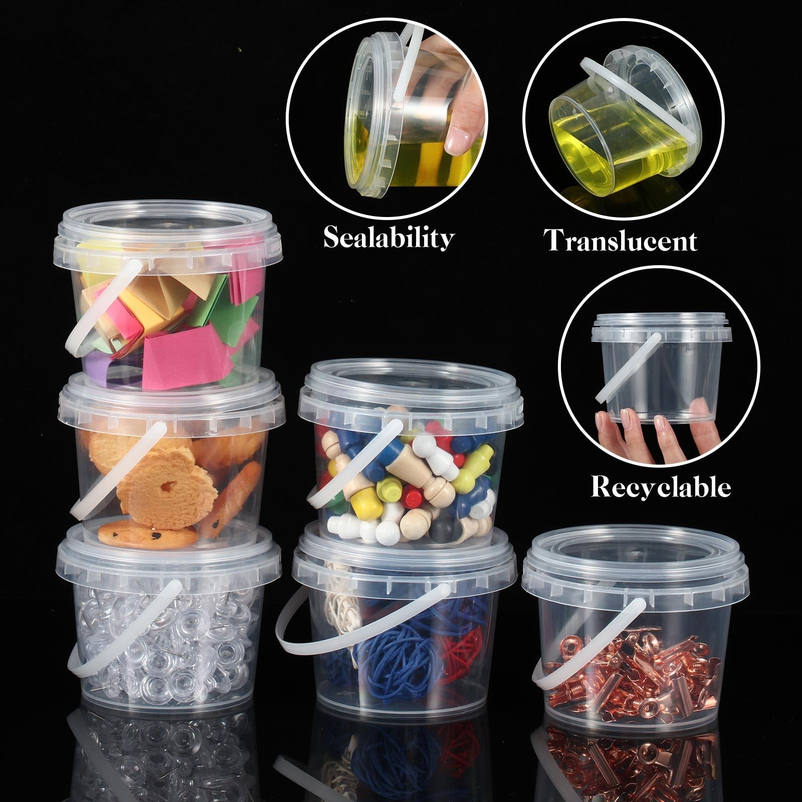 Maxcheck 200 Clear Containers Bulk with Lids and Handles Plastic Clear Storag…