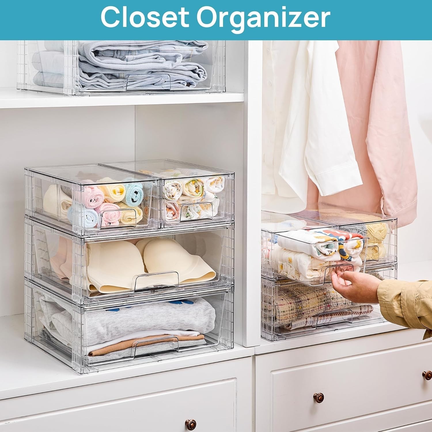 Effortless Organization with 3 Pack Stackable Drawers – Non-slip & Functional
