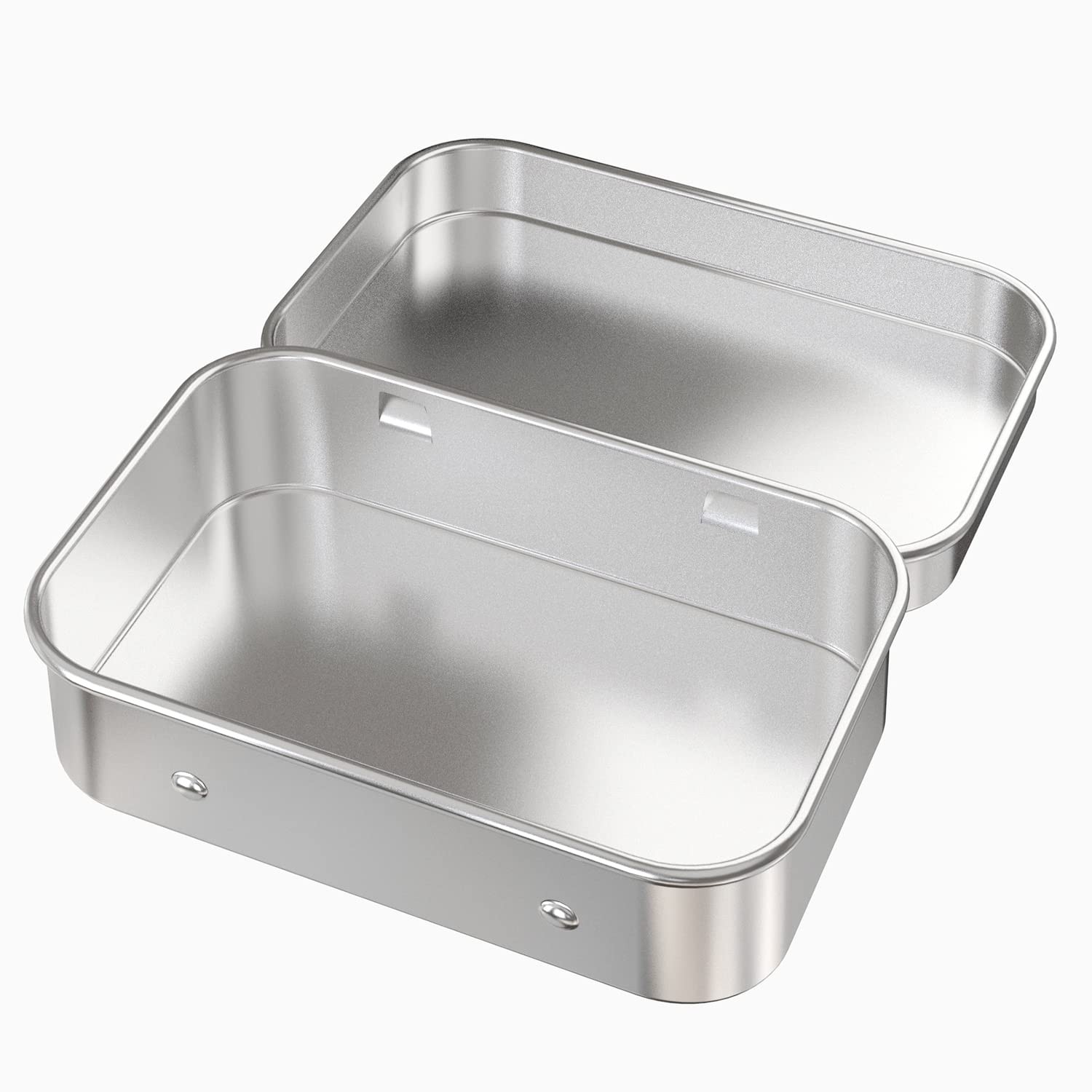 Metal Hinged Tin Box Container Mini Portable Small Storage Kit Lid 12 PCS