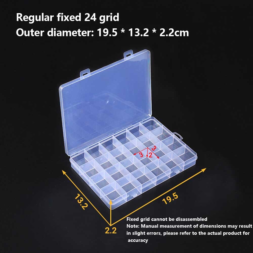 2-10Pcs 24Compartments Plastic Box Case For Jewelry Bead Storage Container Craft