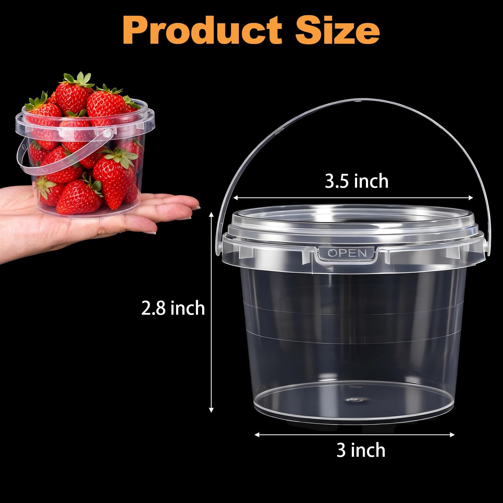 60 PCS Mini Plastic Buckets with Lids and Handles, 10 oz Containers Small Cle…