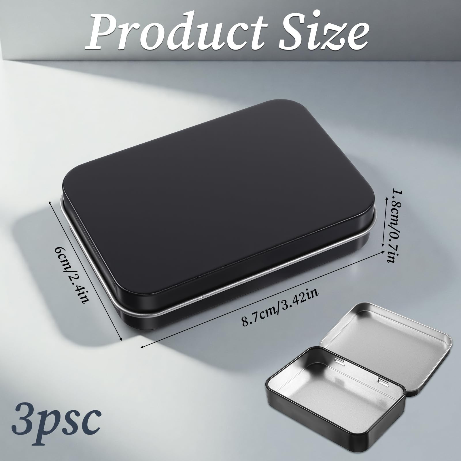 Gtziqa 3 Packs Metal Rectangular Hinged Tin Box, Mini Empty Storage Box with …