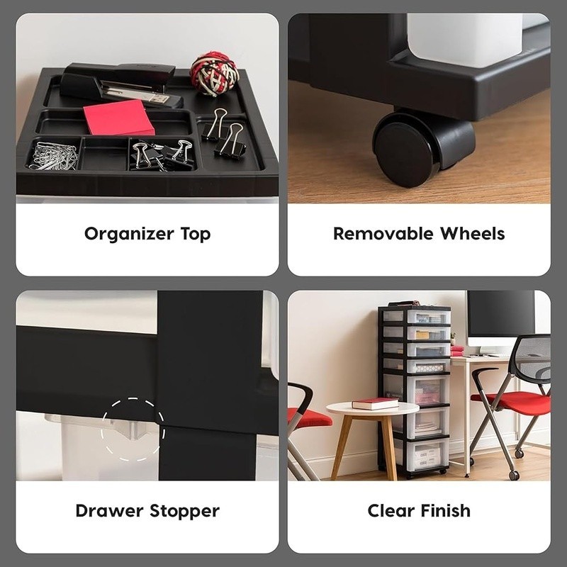 Multi-Purpose Rolling Storage Organizer W/ Smooth Glide Drawers Home Office New