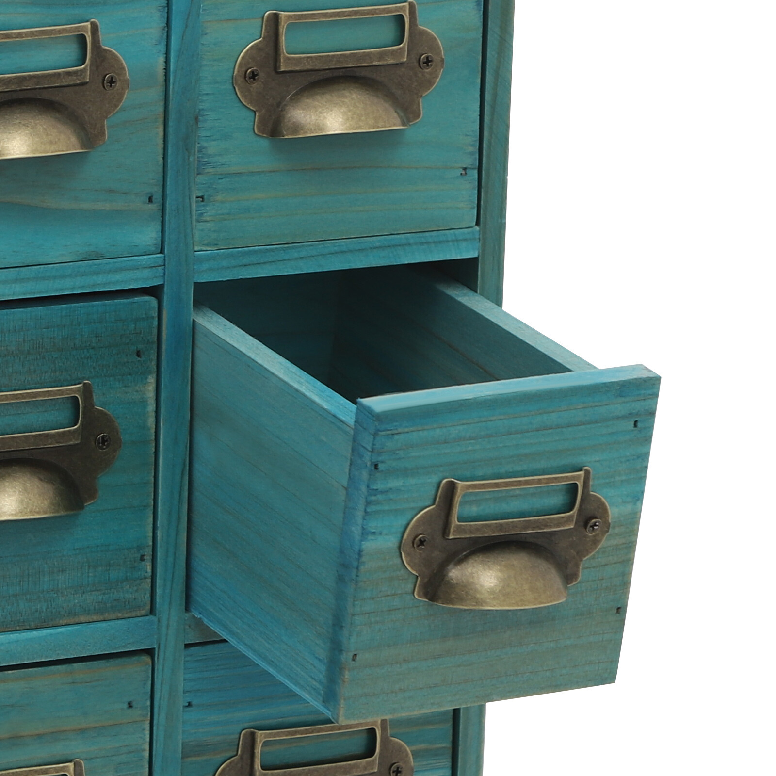 12 Drawers Wooden Blue Cabinet Desktop Storage Organizer of Cabinet Bedroom