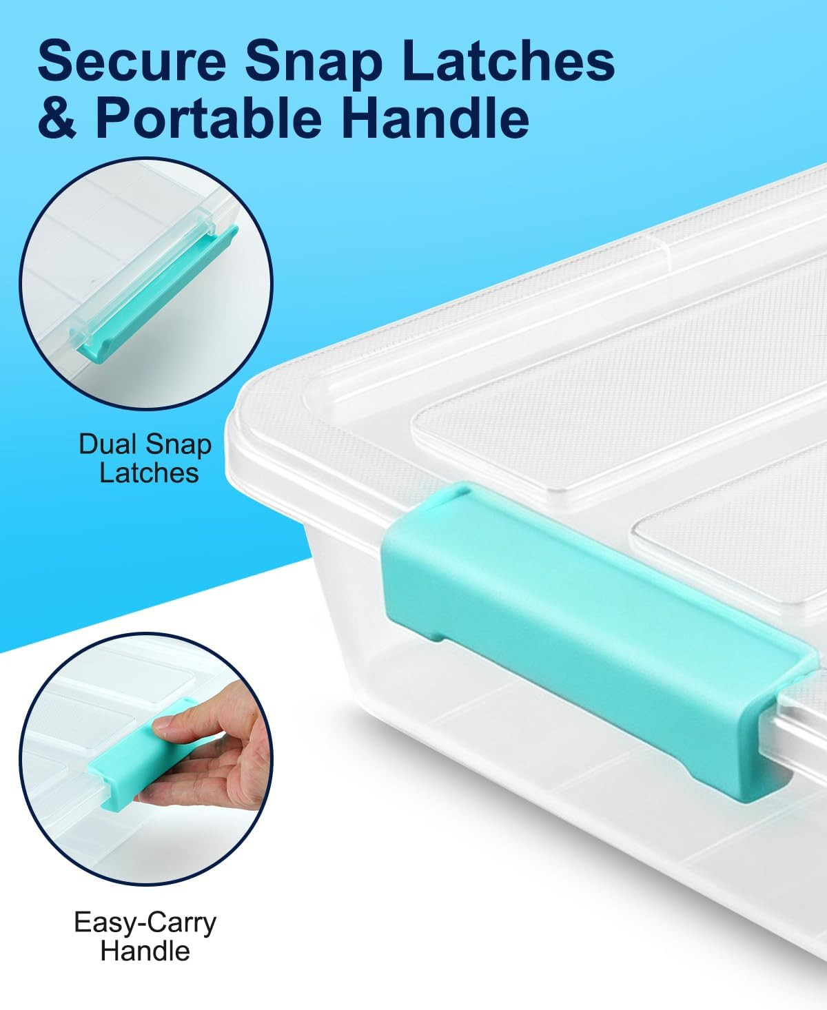 4 Pack Clear Storage Bins with Lids, A4 File Boxes, Green Latches | Craft Storag