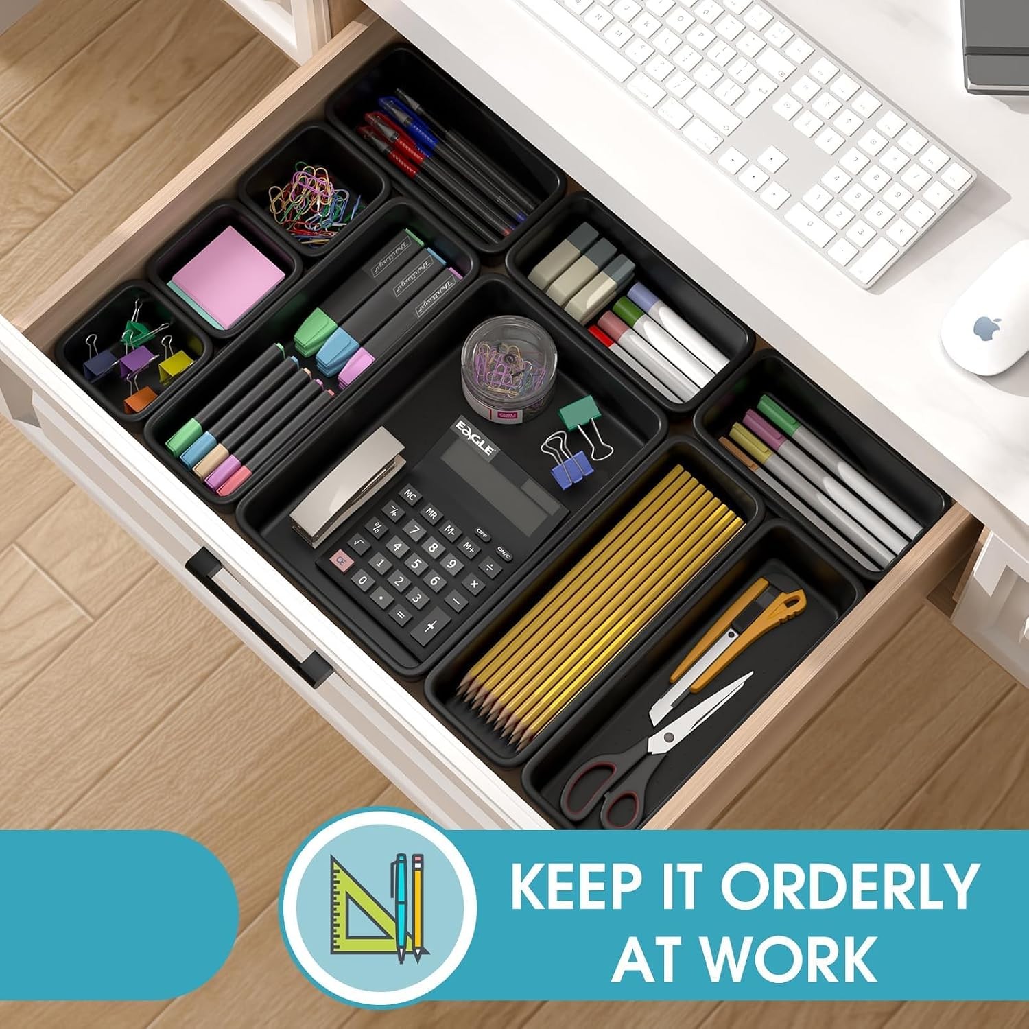 10 PCS Drawer Organizer Set, 4 Size Makeup Drawer Divider Organizer With