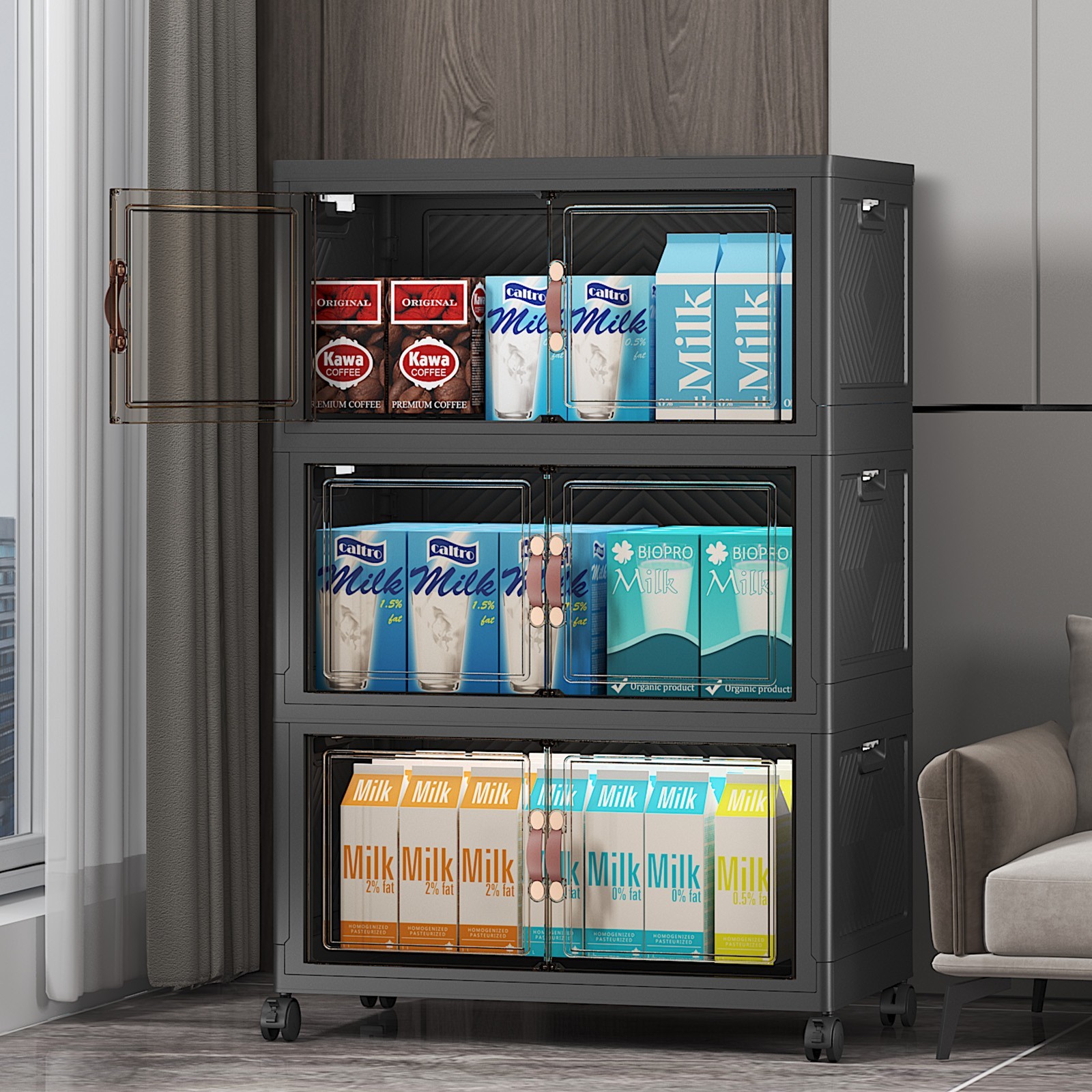 UAMFURI Extra Large Stackable Storage Bins with Lids & Wheels & Door Containers