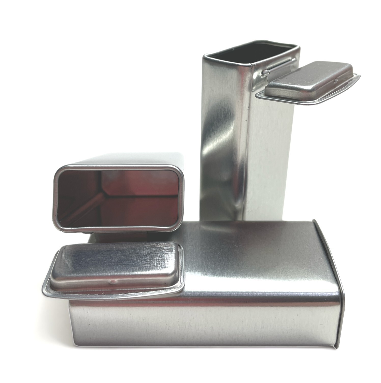 MagnaKoys Rectangular Silver Metal Hinged Lid Tin Containers (7 Pack)