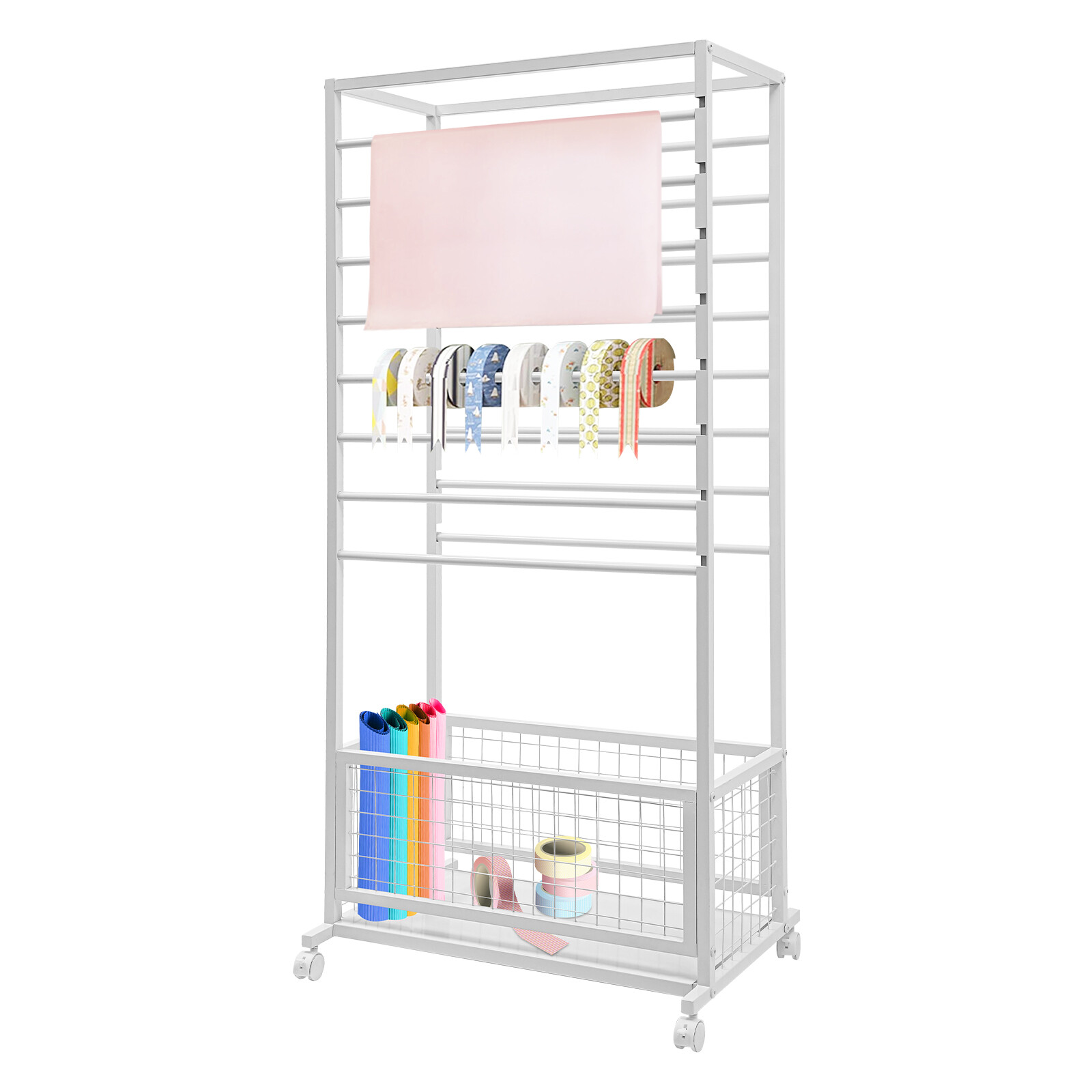 16-Layer Organizer Rack, Storage Shelf, Floor Standing Ribbon Display Rack