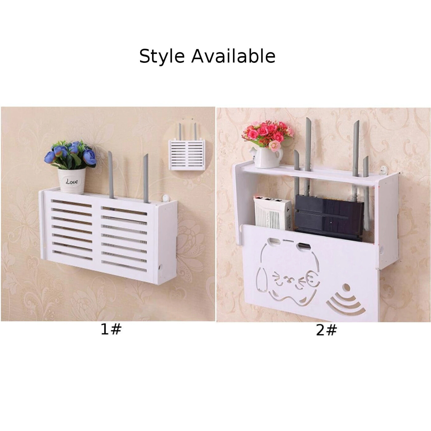 1*Wireless Wifi Router Storage Box Shelf Wall Waterproof Bracket Cable Organizer
