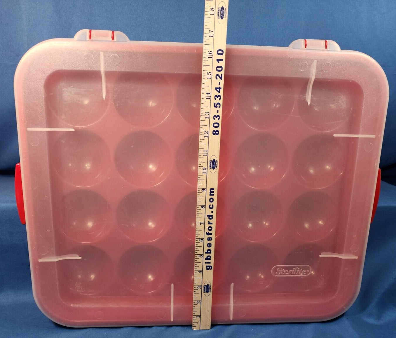 Sterilite 20 Compartment Christmas Holiday Ornament Box Storage Case, Red