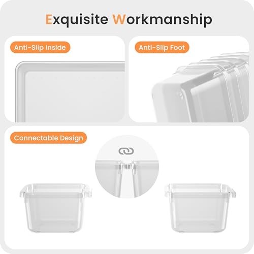 46PCS Clear Drawer Organizer Set – 5 Sizes, Makeup & Bathroom Storage Bins, Offi