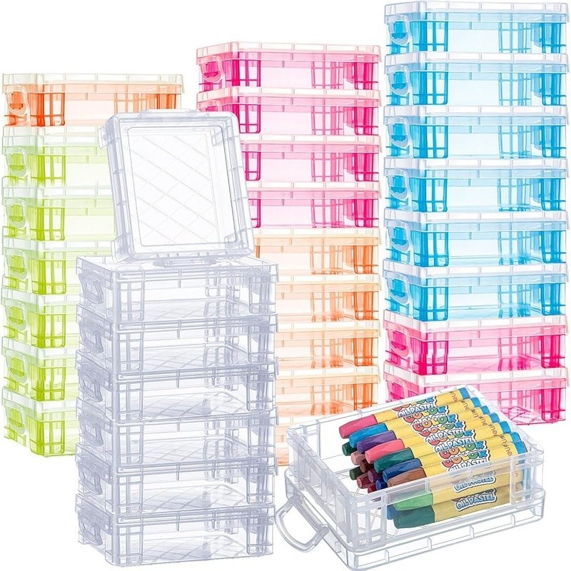 Stackable Plastic Crayon Boxes Bulk Set Art Supplies Organization & Storage New