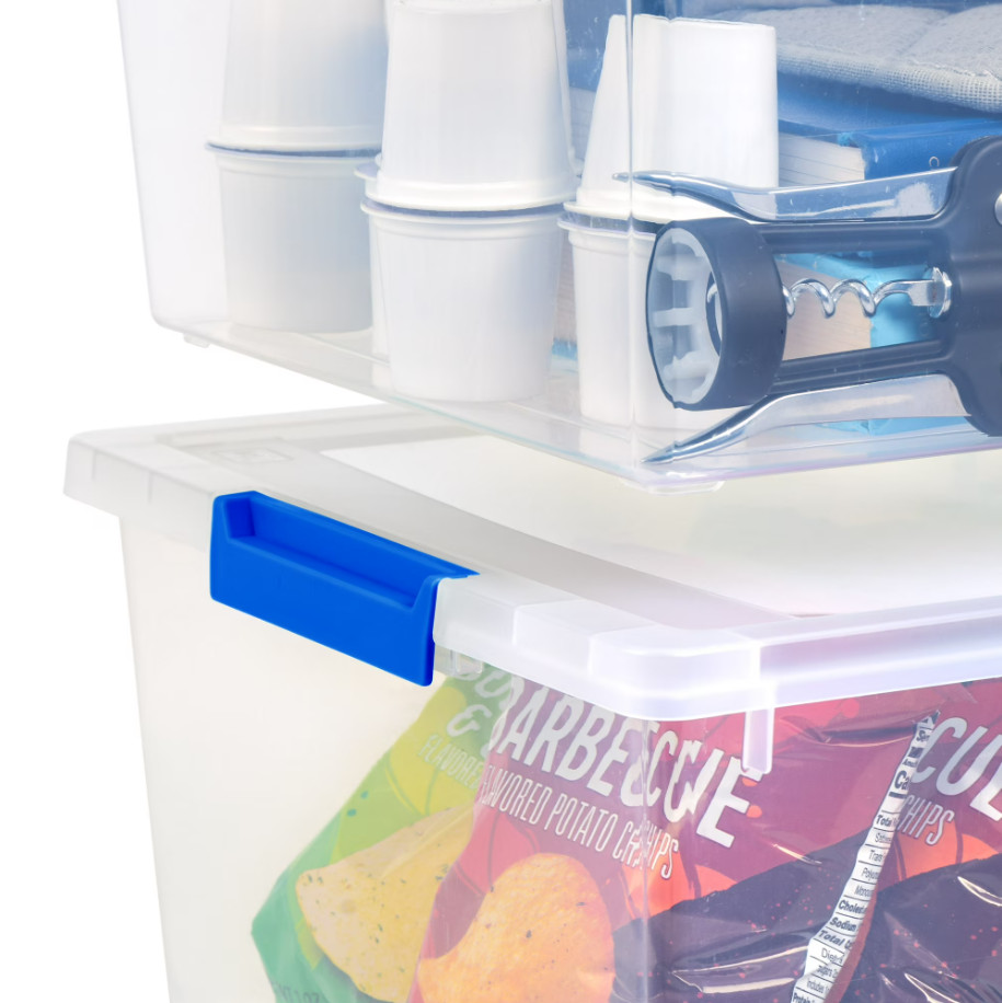 12 Qt Plastic Storage Bins With Lids Clear Containers Latching 4 Pack