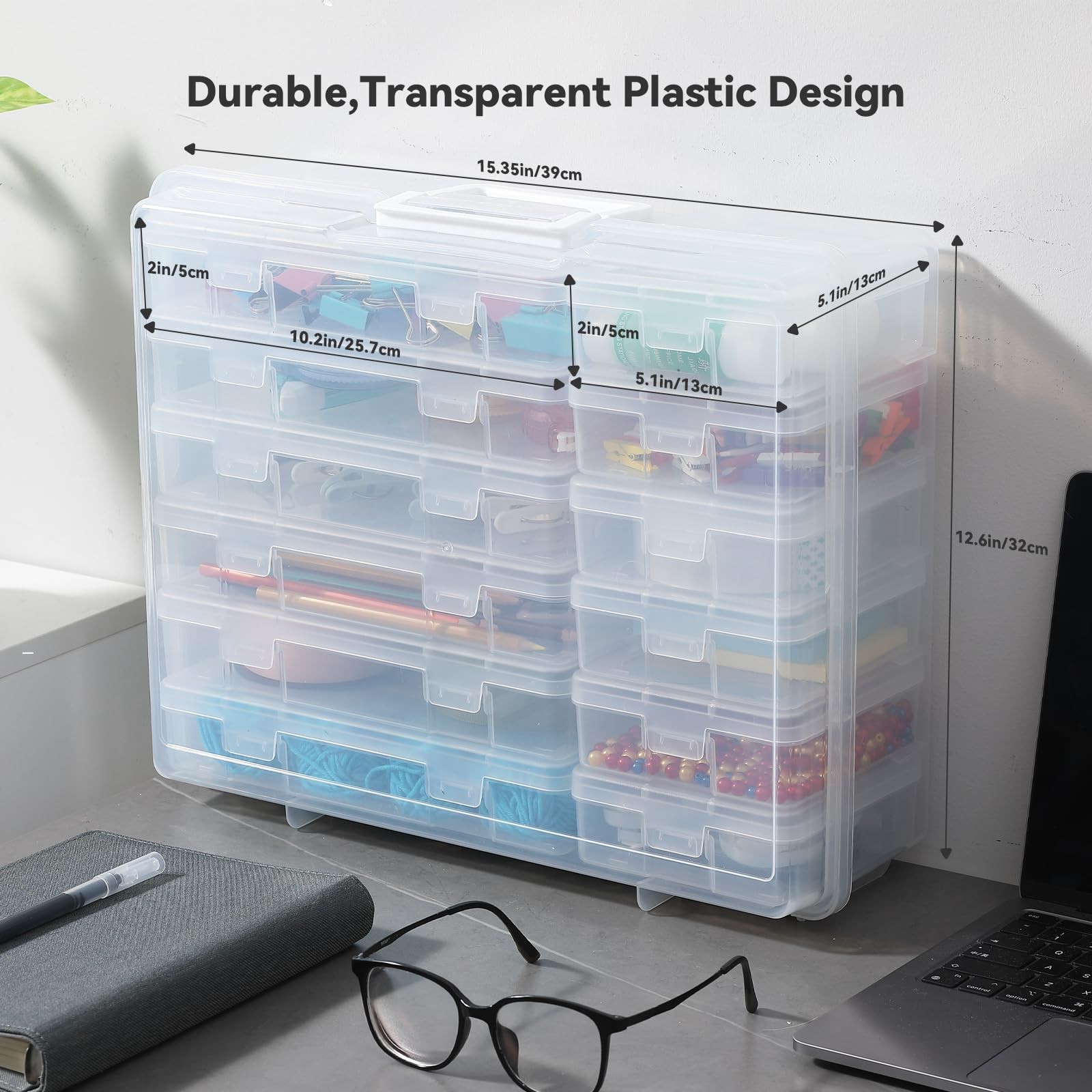 Stackable Plastic Clear Storage Containers with Latching Lid – Art Craft Supp…