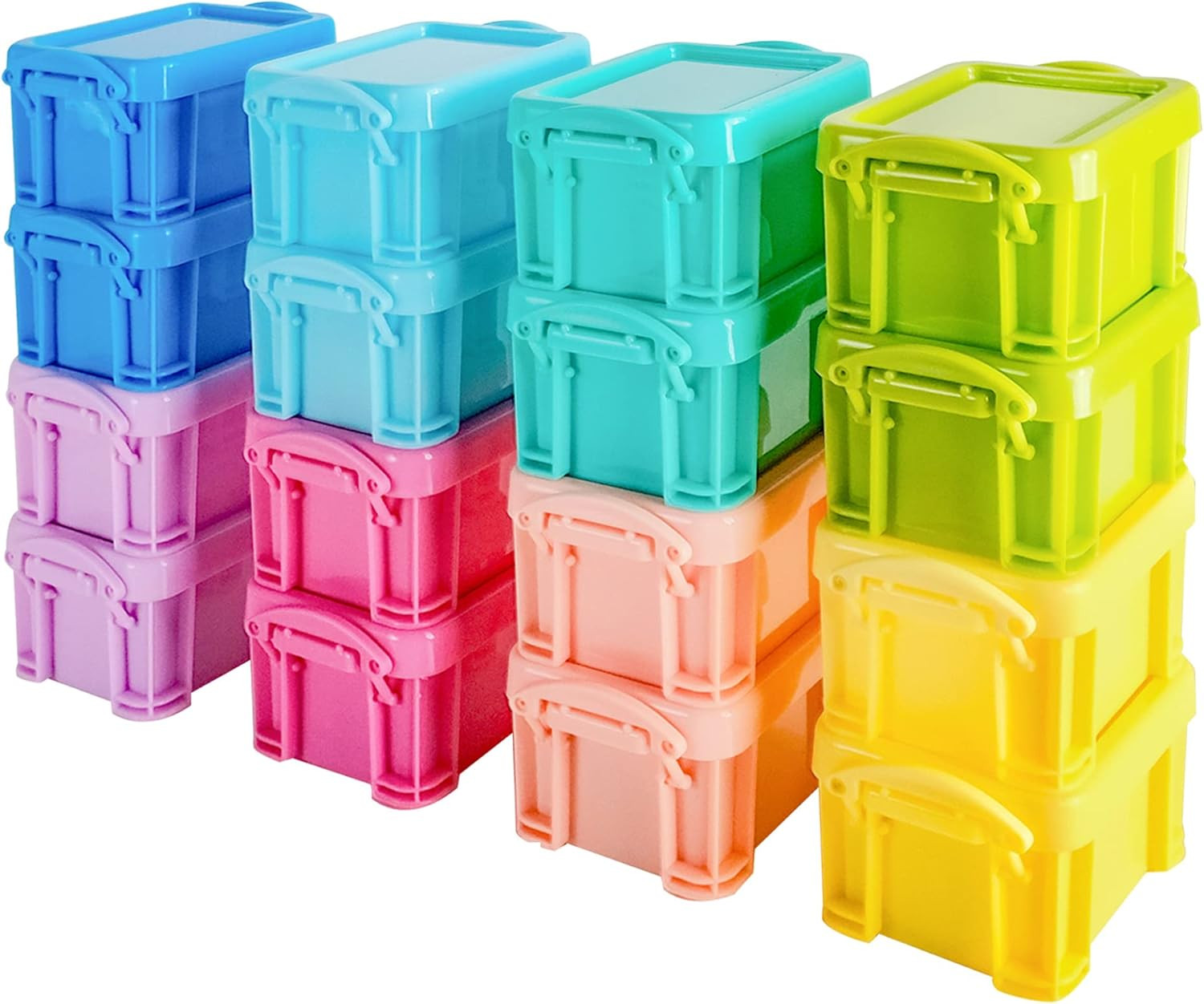 Cute Small Stackable Mini Storage Box with Lid, 8 Kinds of Macaron Color Plastic