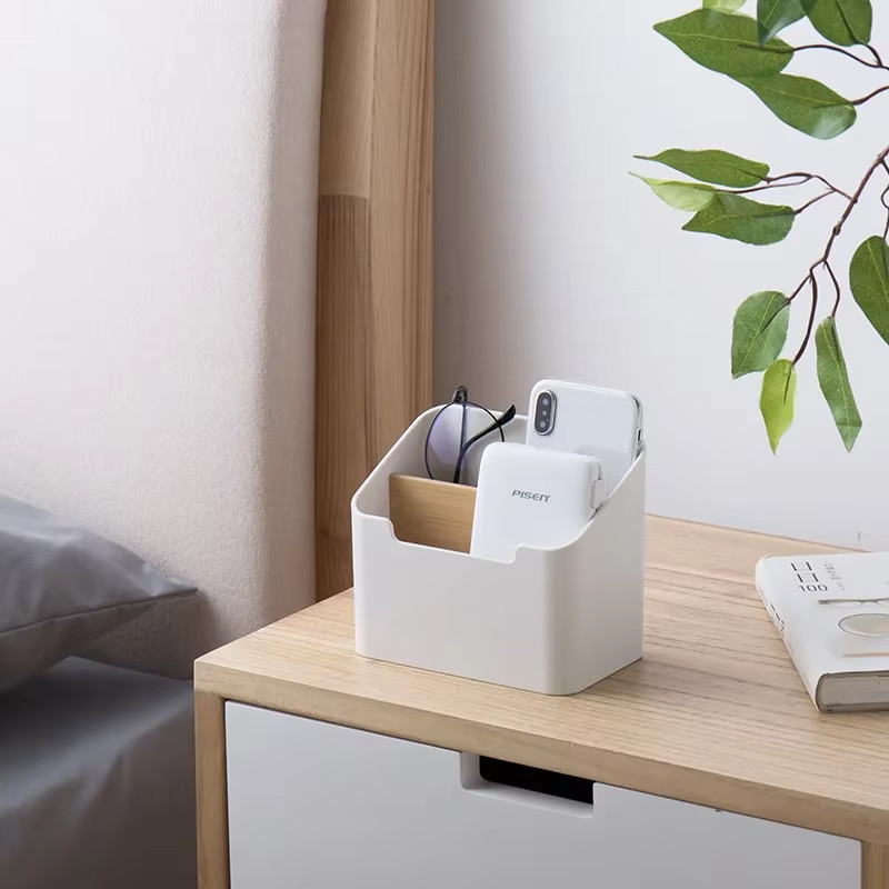 Plastic Desktop Storage Box for Remote Controls Tissues Cosmetics Office Supplie
