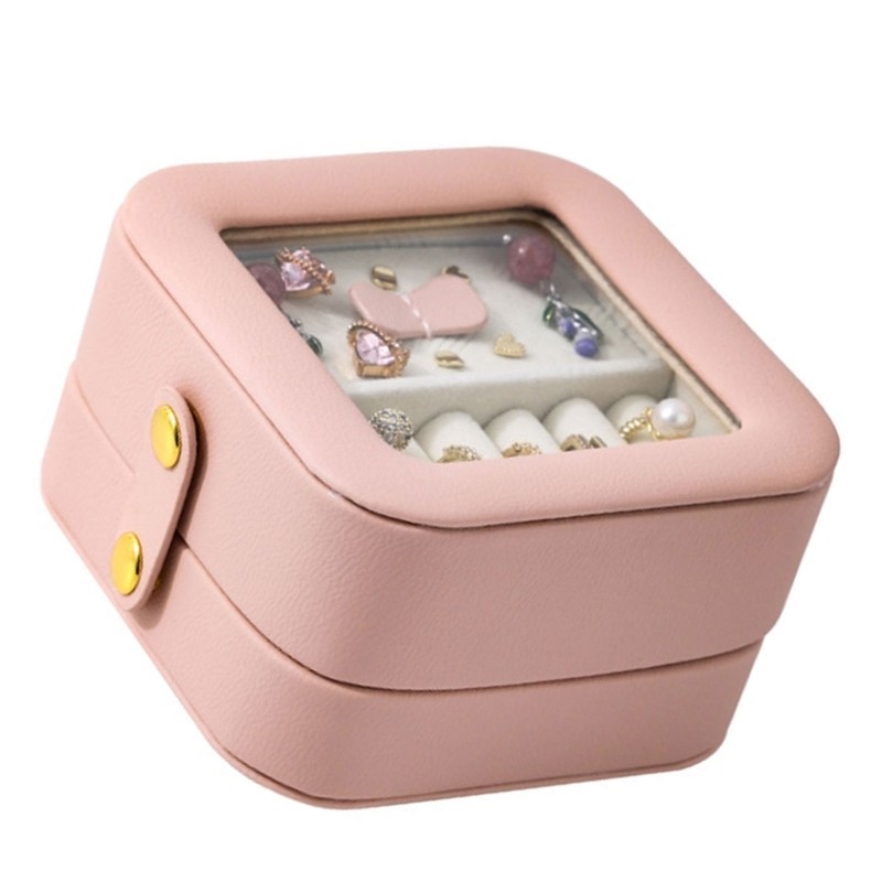 Sturdy Leather Accessories Container Portable Jewelry Storage Box for Traveler