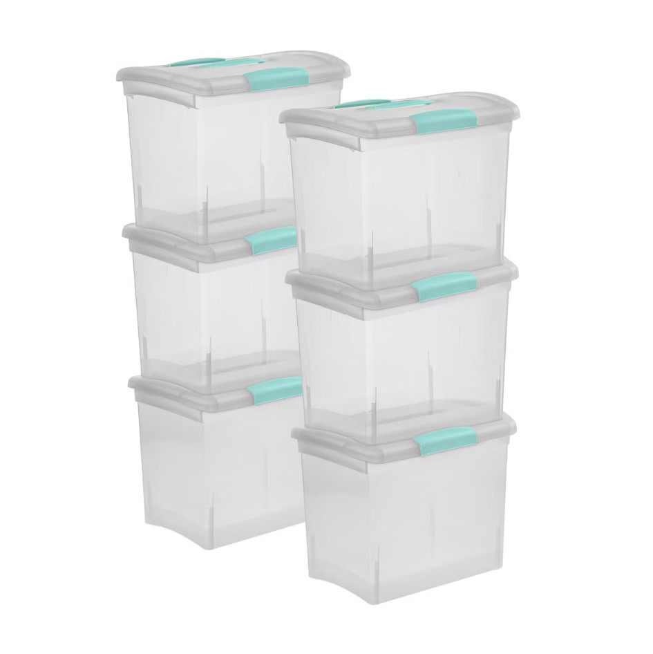 Sterilite Large Nesting ShowOffs, Stackable Clear File Box with Lid, (6 Pack)